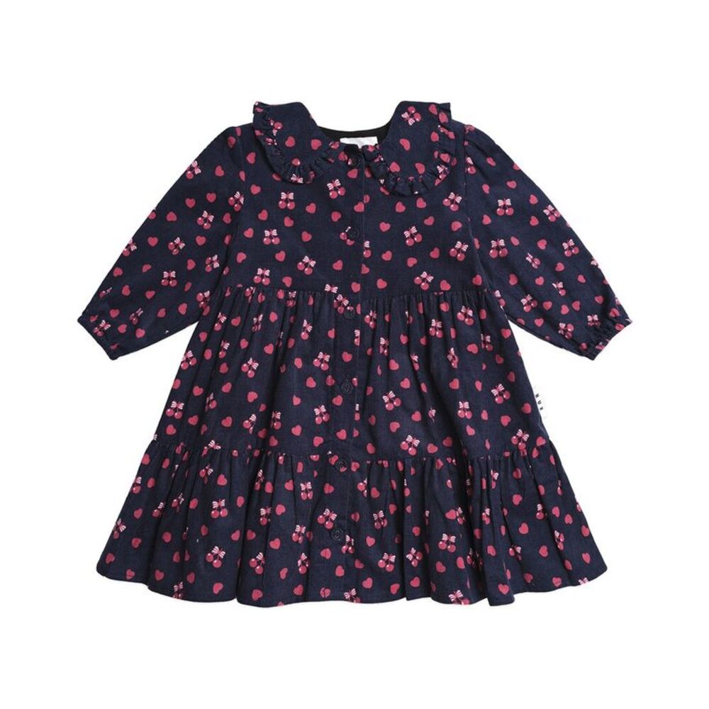 Huxbaby Girls  Cherry Pie Tiered Dress, Blue